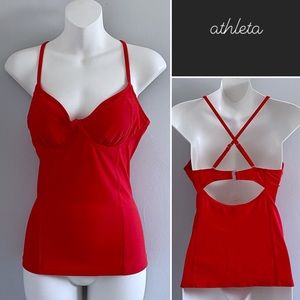 Athleta Kaimana Tankini Swim Top Red • 34 B/C Tall